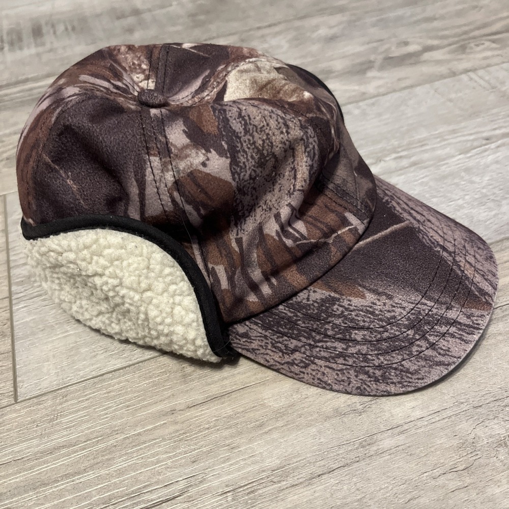 Camo Fleece Insulated Ear Flaps Small Northwest Territory Hunting Hat Cap S/M